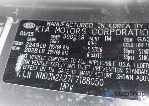 2015 Kia Soul from USA, damaged, VIN KNDJN2A27F7188050